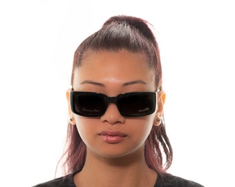 2000er DIOR MLAN Vintage Sonnenbrille rechteckig schwarz
