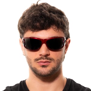 2000s wrap oval sunglasses, ROMEO GIGLI 63801 dark red