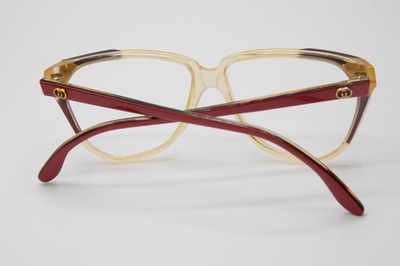 80s Gucci Vintage Eyeglasses Women's Cat Eye Gold Bordeaux
