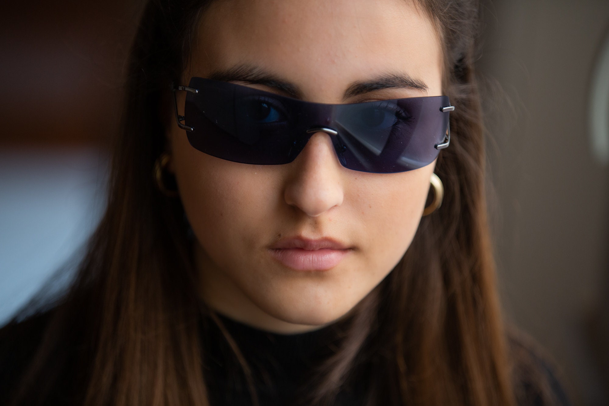 Shield Sunglasses Ferragamo Rimless Narrow 2000s 1070b  display picture 3