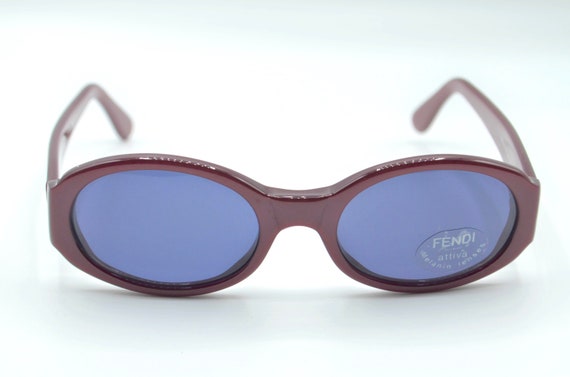 Vintage sunglasses Fendi 1990s oval bordeaux 7571 - image 2