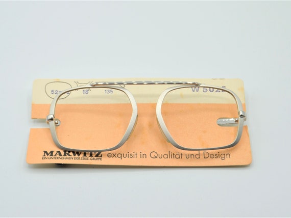 Marwitz Vintage 70s Eyeglasses Squared Silver Metal With Double