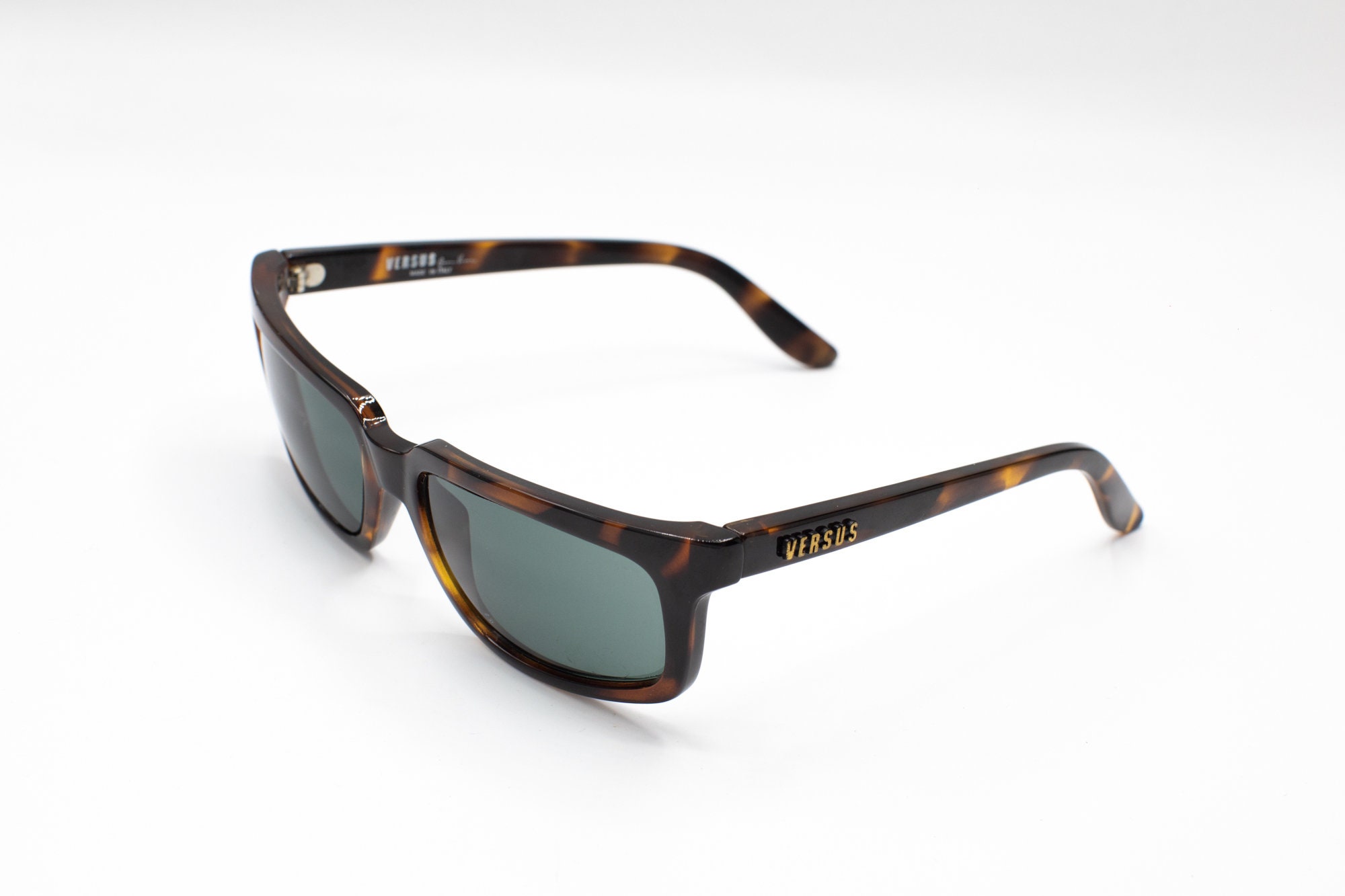 1990s Versus Versace E10 Vintage Sunglasses Rectangle Dark 