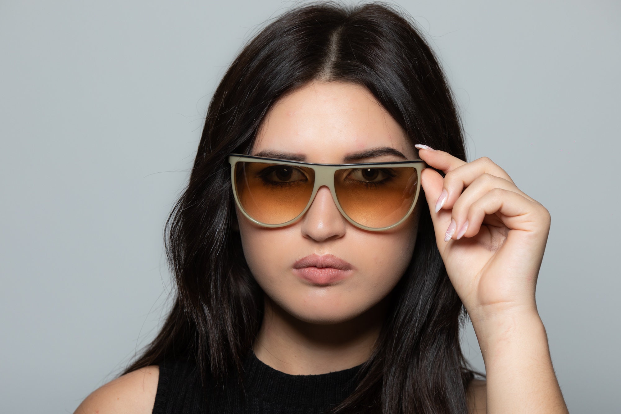 1990s VERSACE vintage sunglasses oversized beige