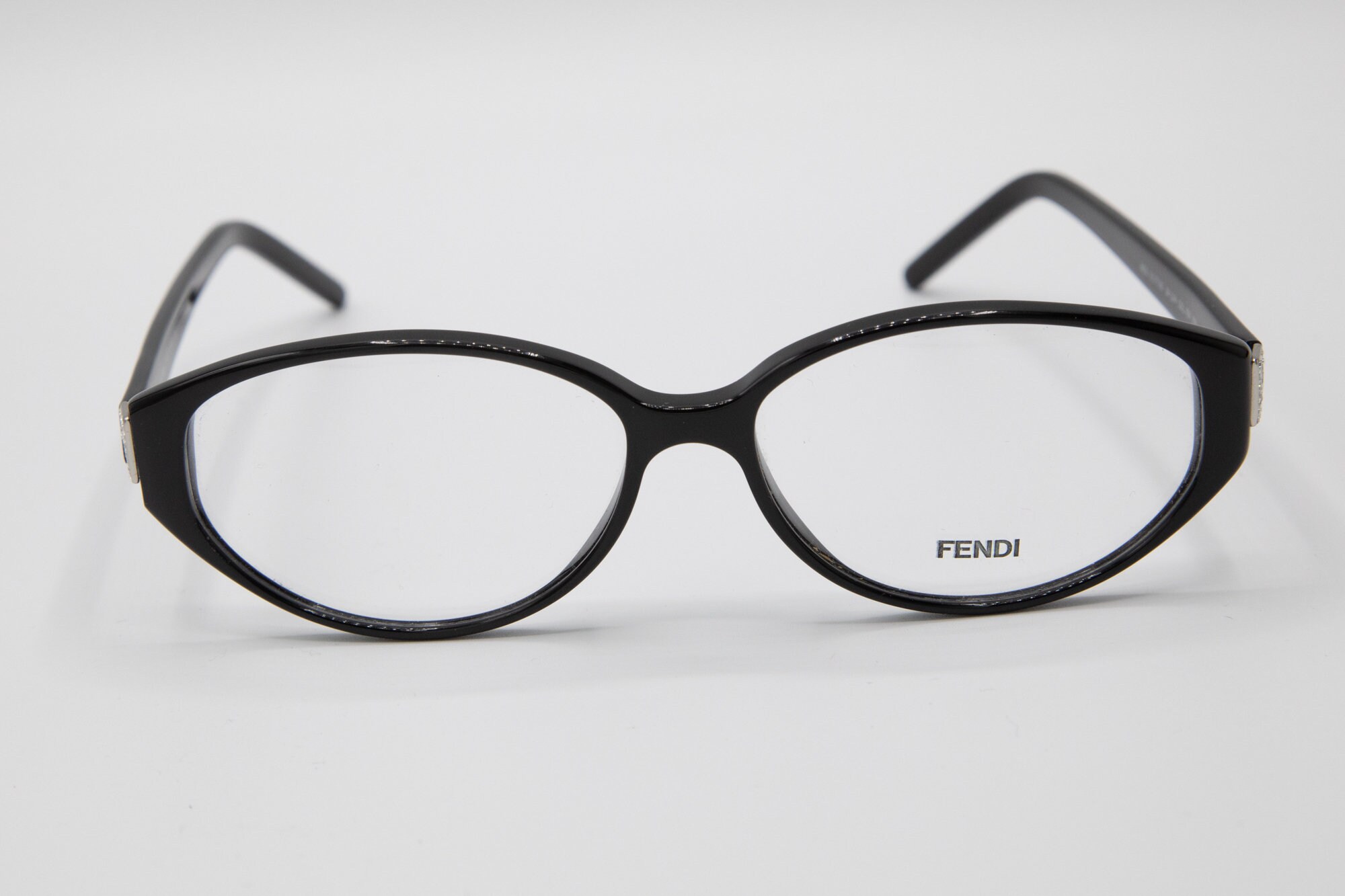90s Fendi Oval Vintage Eyeglasses Black With Rhinestones
