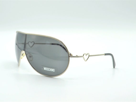 2000s Moschino Sunglasses, Vintage Silver Metal Shield Frame  display picture 3