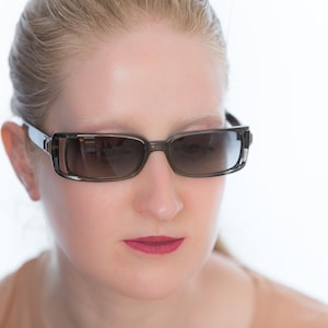 Versace 90s vintage sunglasses grey squared with medusa 554