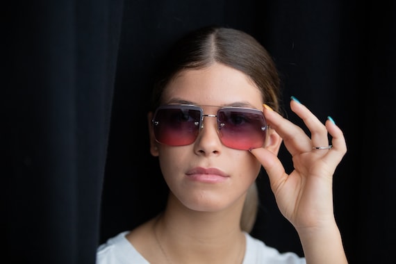 Chloe 45s Sunglasses Squared Half Rim With Pink Double 