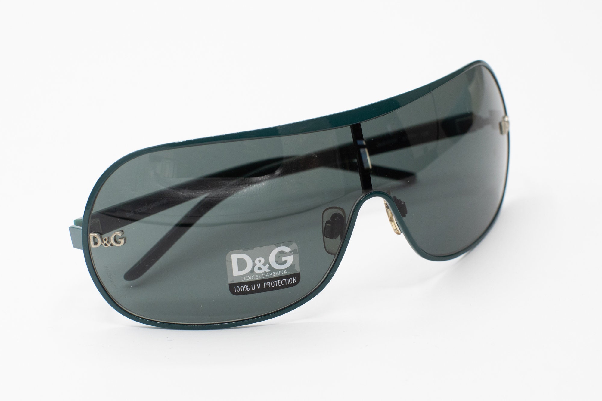 2000s Dolce & Gabbana Shield Sunglasses Green 6008 - Etsy