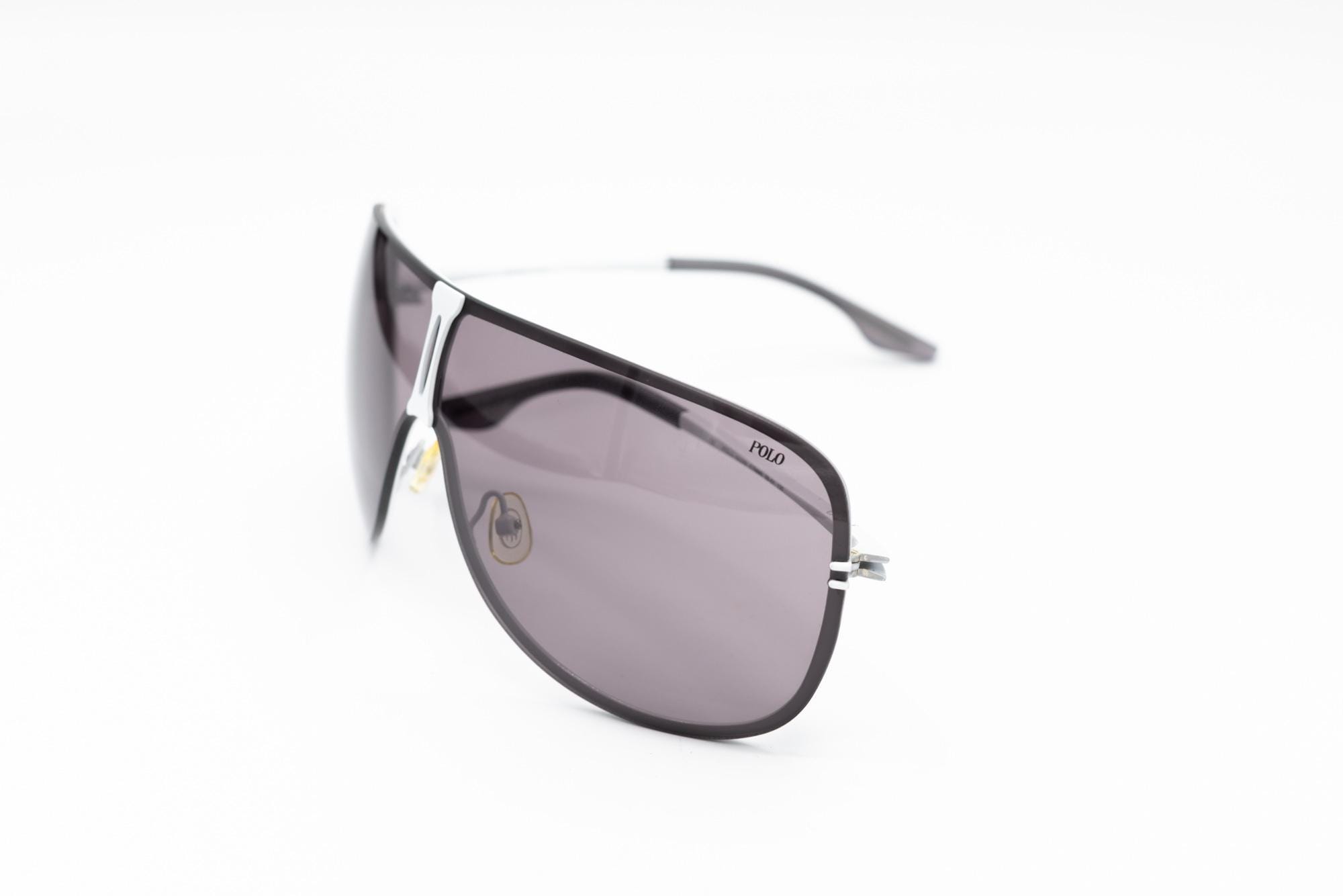 Y2K Shield Sunglasses, POLO RALPH LAUREN 1922, White Metal 