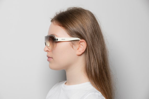 2000s VERSACE 4045-V small shield sunglasses whit… - image 5