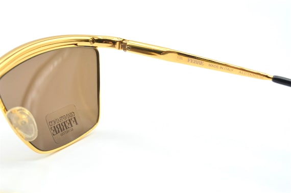 Ferre 90s vintage sunglasses squared gold metal m… - image 10