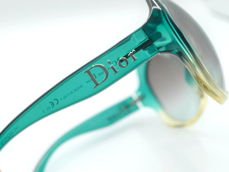CHRISTIAN DIOR Glossy 1 colorful rounded wrap sunglasses green and yellow 2000s image 4