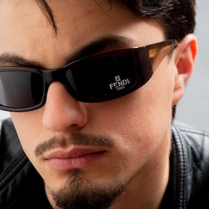 Fendi occhiali da sole vintage anni '90 squadrati stretti marroni SL 7736