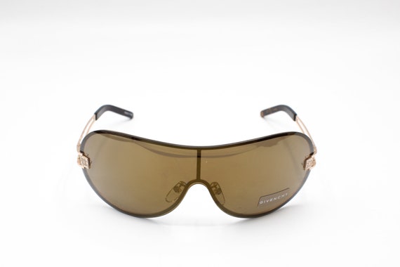 2000s GIVENCHY SGV207 Shield Sunglasses With Rhinestones 