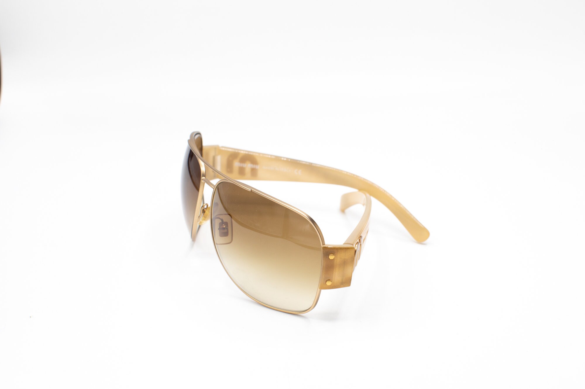 2000s MIU MIU SMU53G Aviator Sunglasses Gold and Tortoise - Etsy