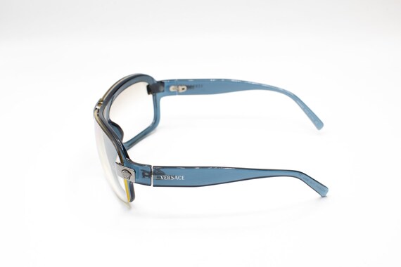 2000s VERSACE 4018-V small shield sunglasses azure - image 6