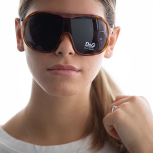 Oversized shield sunglasses squared tortoise Dolce and Gabbana 8021B