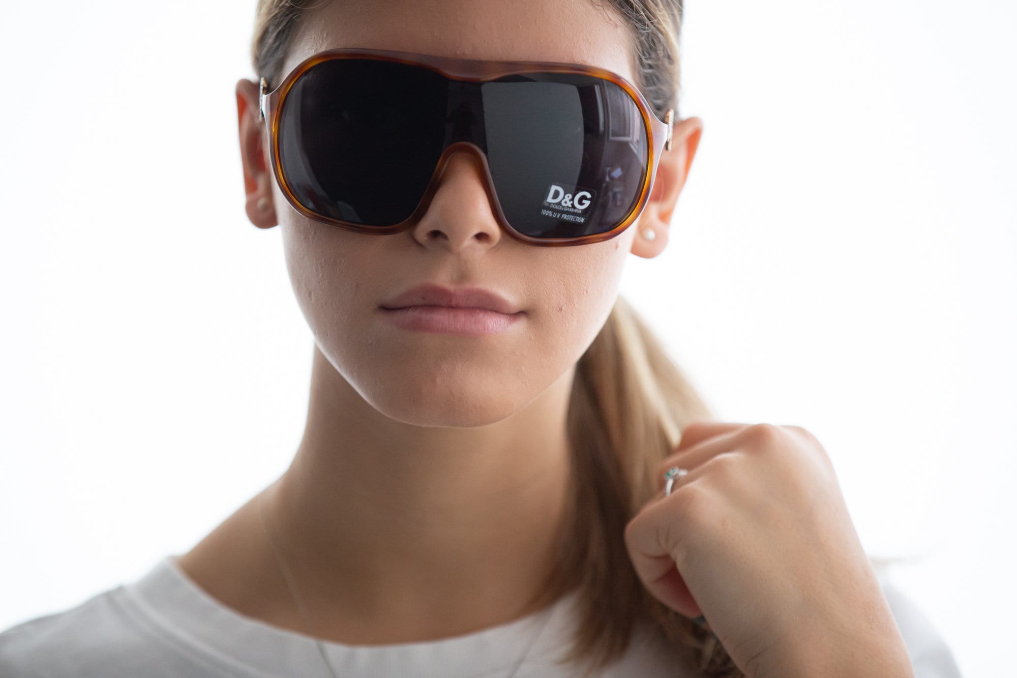 Oversized Shield Sunglasses Squared Tortoise Dolce and Gabbana