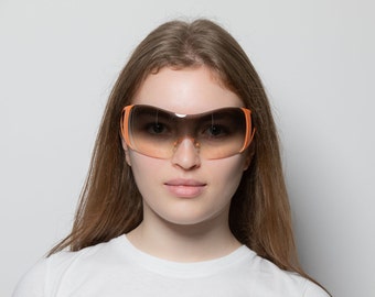 2000s VERSACE 2022 shield sunglasses rimless orange