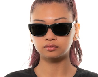 1990 Ray-Ban Bausch & Lomb USA Boho gafas de sol rectangulares negro mate