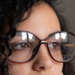 Dior 80s eyeglasses vintage frame for women oversized round translucent rose pink mod. 2333