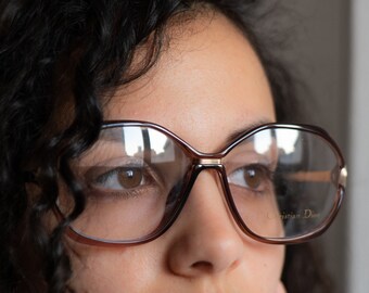 Dior 80s eyeglasses vintage frame for women oversized round translucent rose pink mod. 2333