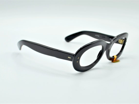 1960s Lozza eyeglasses vintage glossy black oval … - image 7