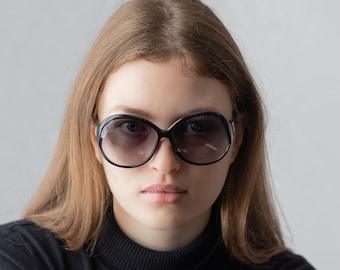 Lunettes de soleil surdimensionnées CAVALLI Pegaso 338s des années 2000 rondes noires