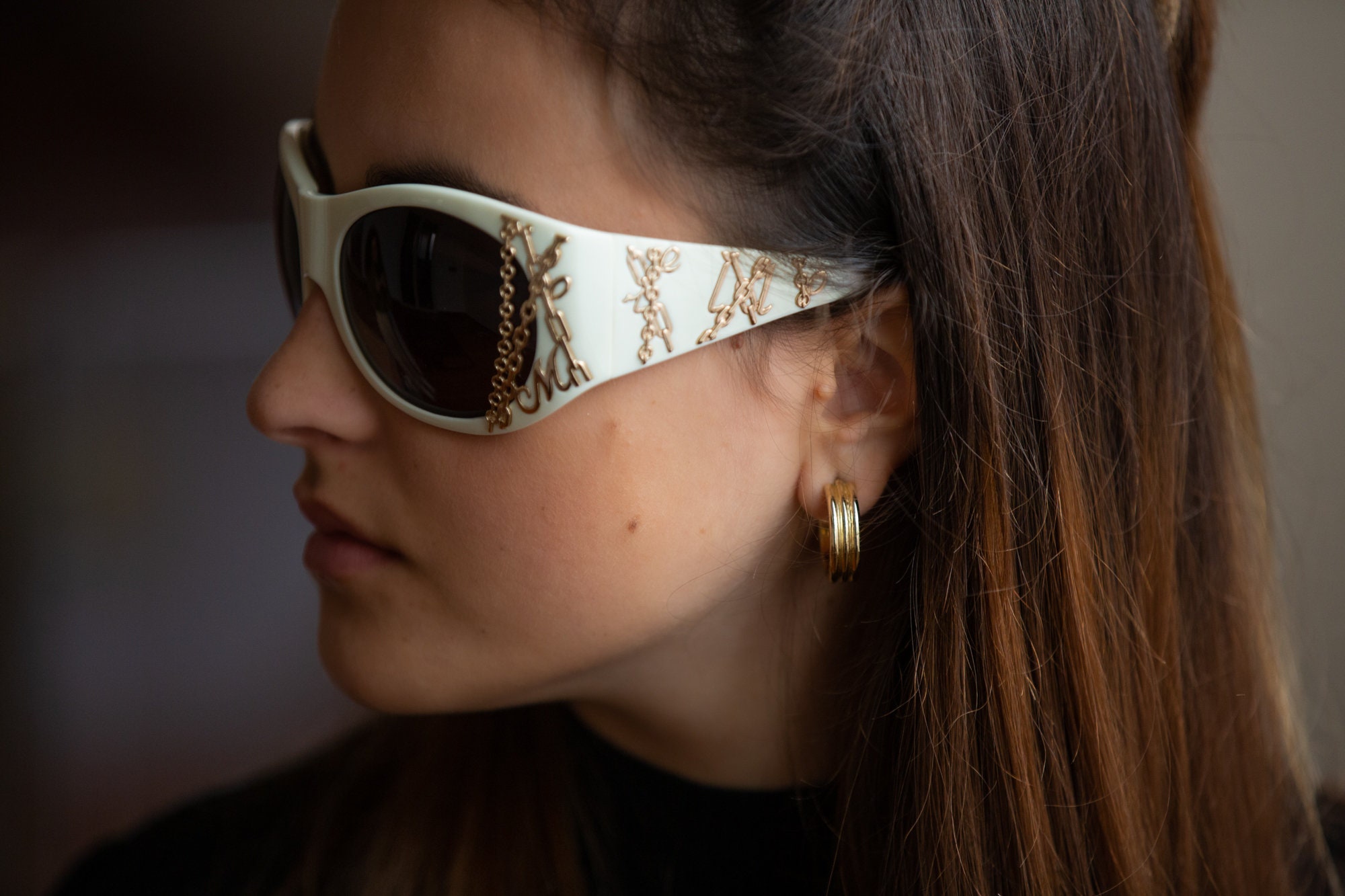 Frankie Morello 2000s Sunglasses Rounded White Limited 