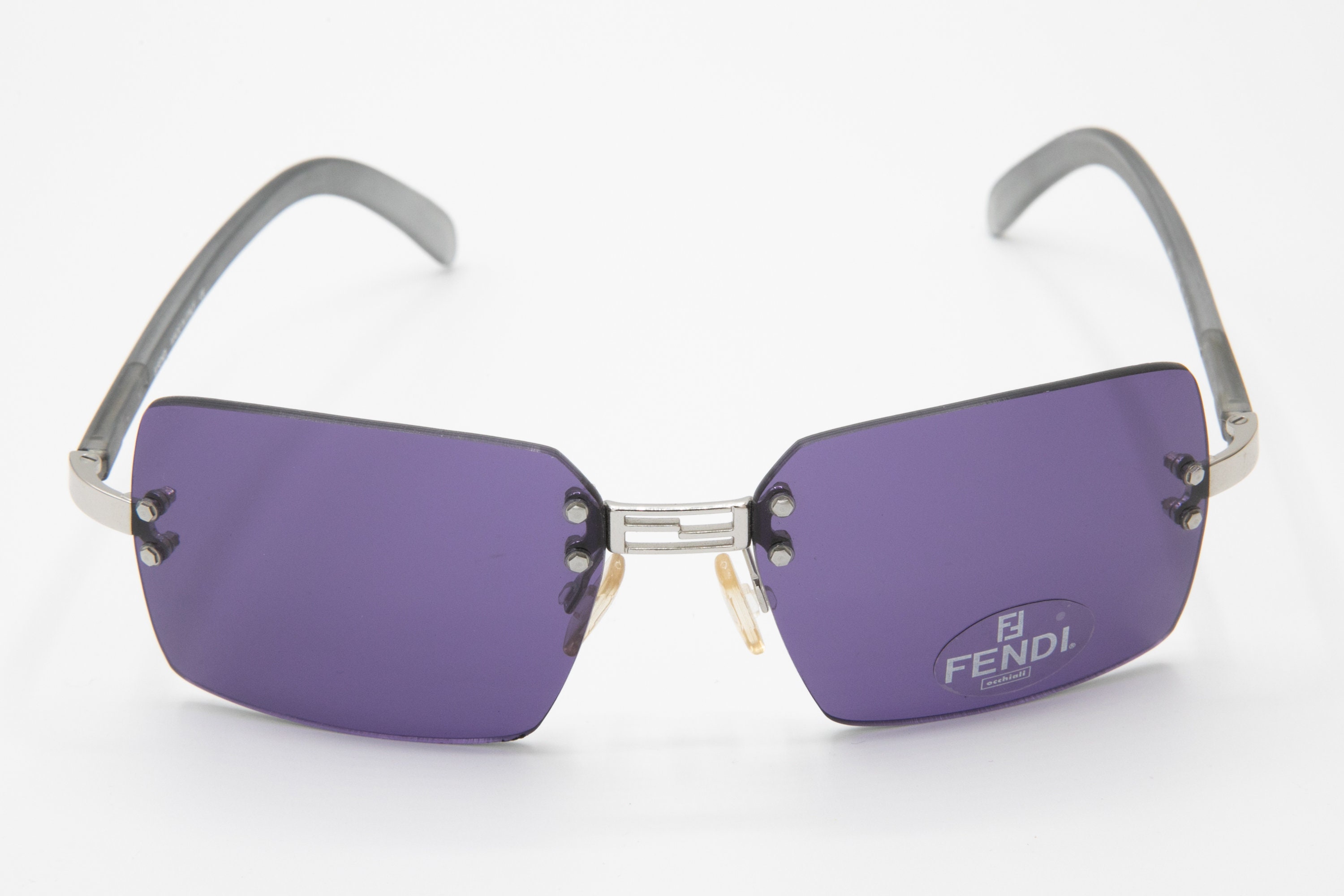 小物 FENDI Vintage Silver logo sunglasses FENDI Vintage Sunglasses Blue White Murbled Silver FF Logo