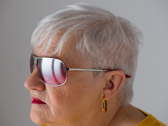 Dior pink aviators sunglasses 2000s silver metal … - image 5