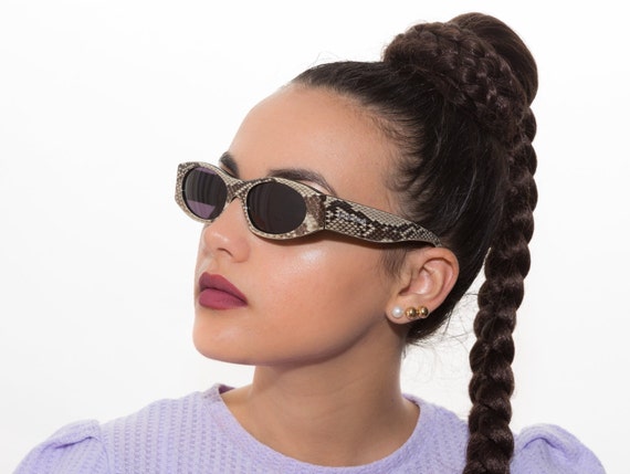 Cavalli python leather vintage sunglasses 90s ova… - image 3