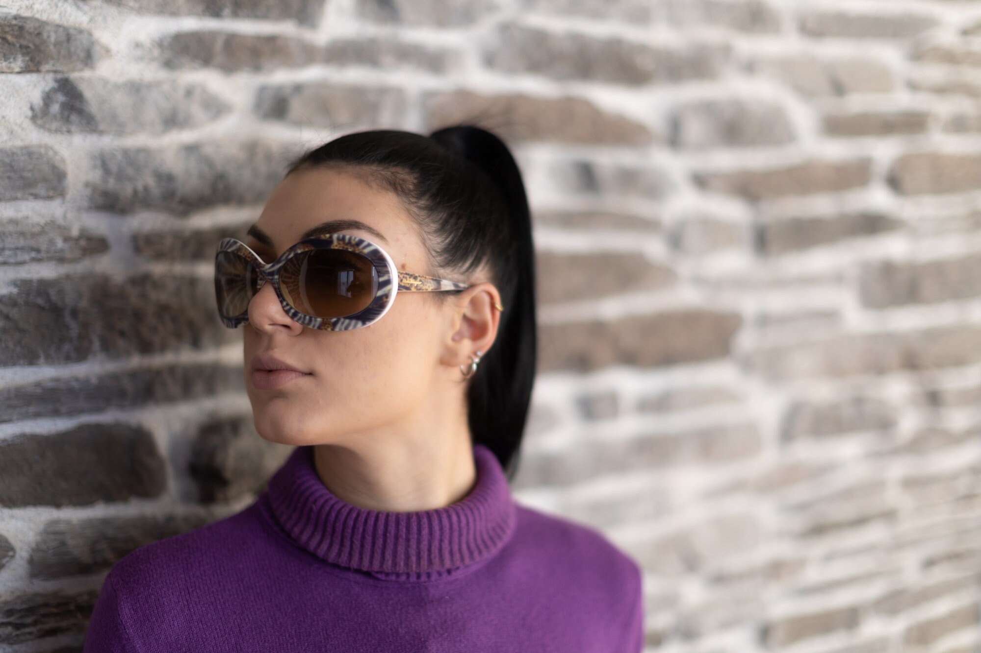 Ferragamo Oversized Oval Sunglasses 2000s Women Animal 