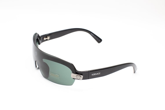 2000s VERSACE 4045-V (small) Shield Sunglasses Black - Etsy
