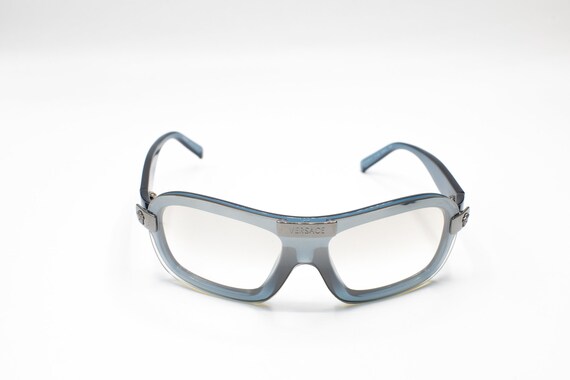 2000s VERSACE 4018-V small shield sunglasses azure - image 2