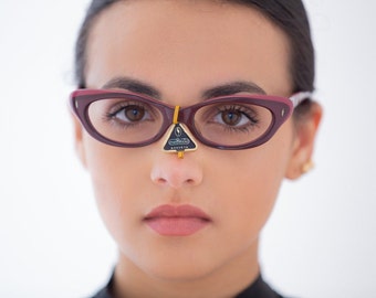 1950s Persol Ratti vintage eyeglasses, purple cat eye frame