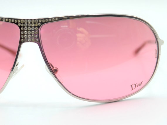 Dior pink aviators sunglasses 2000s silver metal … - image 4