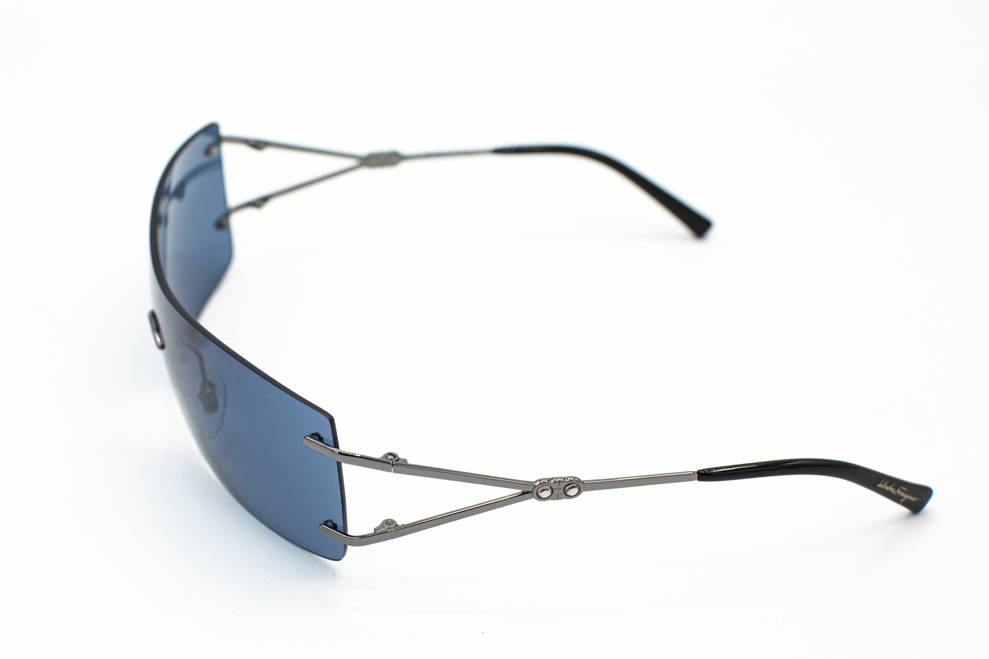 Shield Sunglasses Ferragamo Rimless Narrow 2000s 1070b - Etsy display picture 2