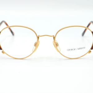 Armani 1990s eyeglasses vintage round gold metal and tortoise mod 333
