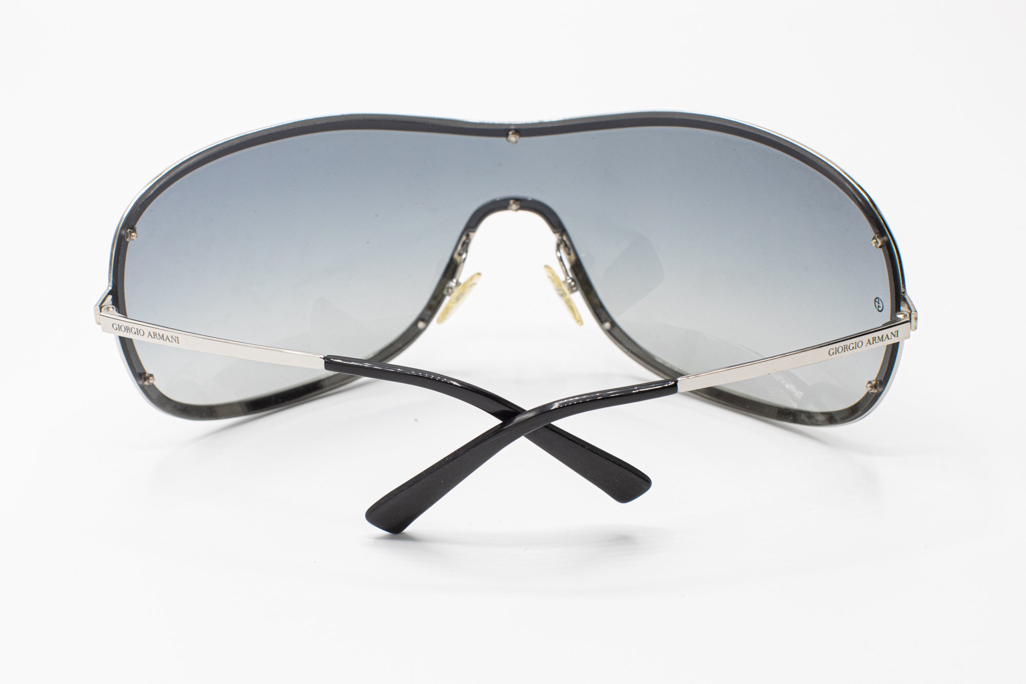Armani 2000s Shield Wrap Sunglasses Silver Metal 562s - Etsy