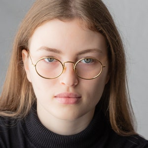1990s ARMANI 156 vintage oval eyeglasses small gold metal