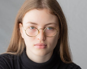 1990s ARMANI 156 vintage oval eyeglasses small gold metal