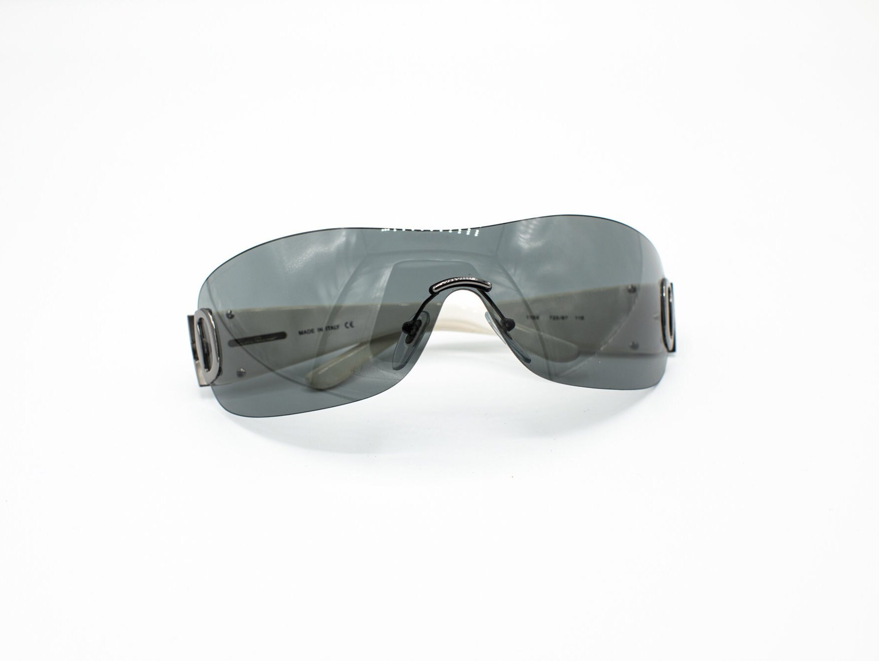 Ferragamo Rimless White Shield Sunglasses Women 2000s 