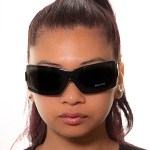 2000s MIU MIU 05F Wrap Shield Sunglasses Squared Black - Etsy