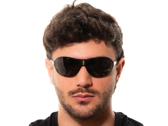 Buy 2000s PRADA 51H Aviator Sunglasses Matte Black Metal Online in  