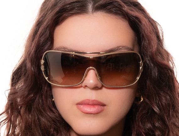 2000s PRADA 62H Rimless Shield Sunglasses Beige - Etsy