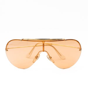 Ray Ban 3143 Sonnenbrille Shield aus goldfarbenem Metall mit oranger Linse Bild 2