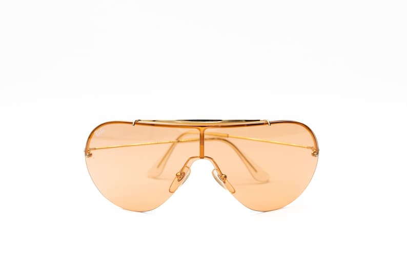 Ray Ban 3143 Sonnenbrille Shield aus goldfarbenem Metall mit oranger Linse Bild 2