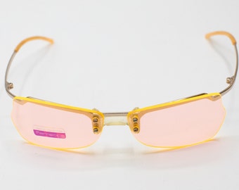 Fornarina 2000s futuristic orange sunglasses rimless CYBER 41s